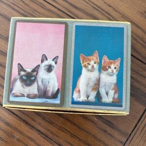 Vintage Gold Cat-Themed Playing Cards Set